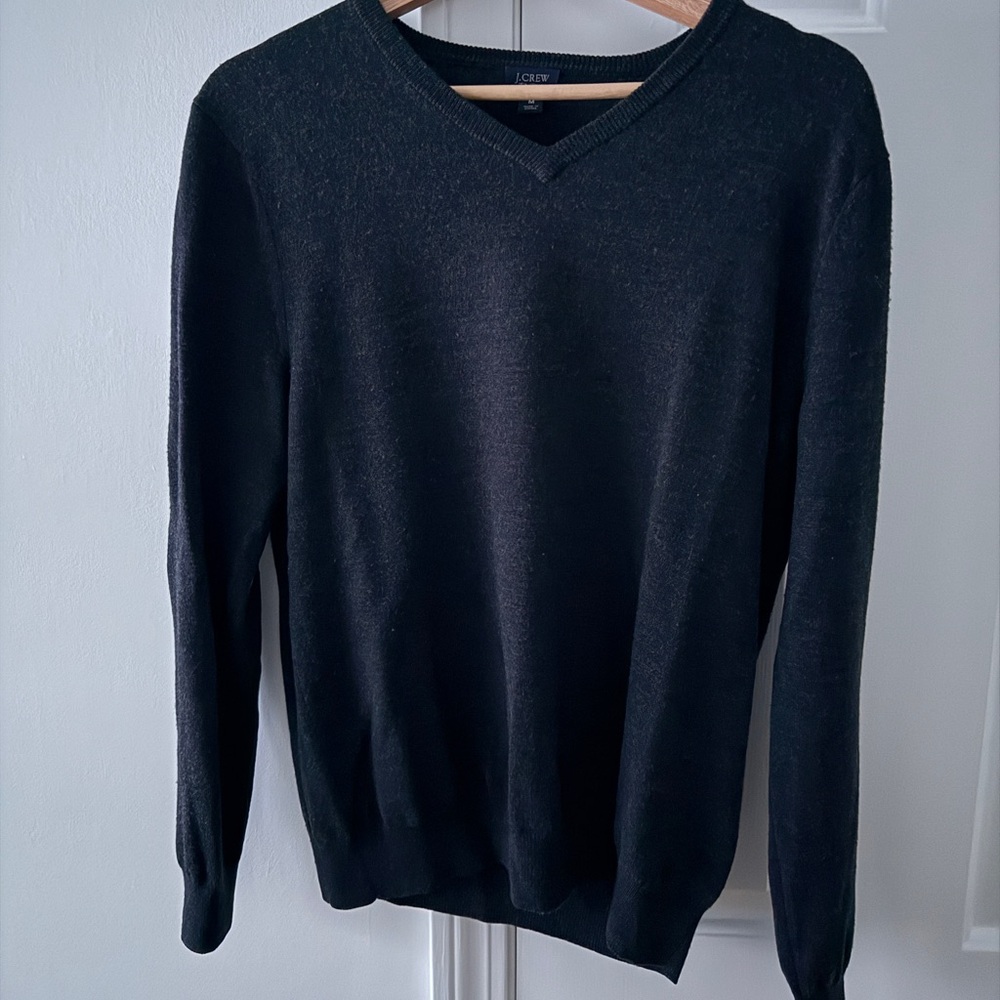 J. Crew Men's V-Neck Sweater in Deep Gray